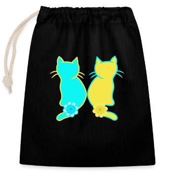 Chat domestique chats chat animaux Ukraine - Sac cadeau en coton avec cordon (25 x 30 cm) - noir - Devant