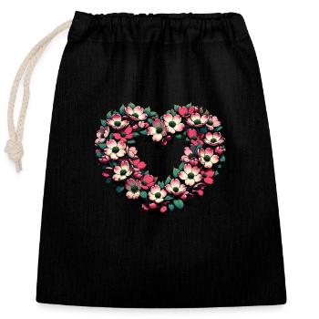 Cherry Blossom - Closable cotton gift bag (25x30cm) - black - Front