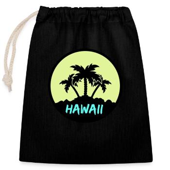 Hawaiian Palms - Closable cotton gift bag (25x30cm) - black - Front