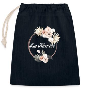 The Tropical Floral Bride - Bride Gift Idea - Closable cotton gift bag (25x30cm) - navy - Front