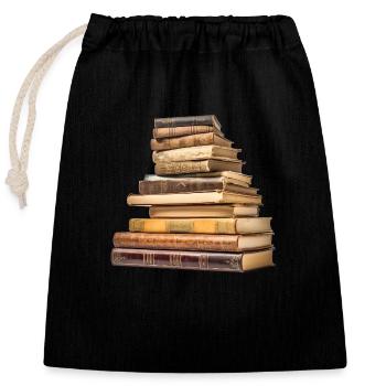 Books are repositories of knowledge - Closable cotton gift bag (25x30cm) - black - Front
