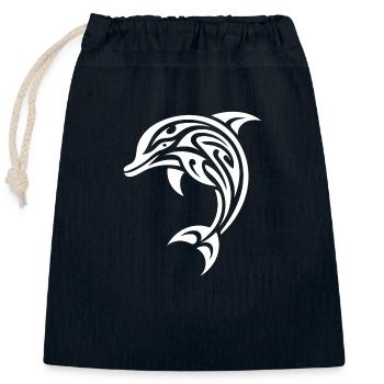 Sauter petit mignon bébé dauphin tatouage - Sac cadeau en coton avec cordon (25 x 30 cm) - bleu marine - Devant