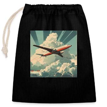 Vintage Airline Ad (fictional) - Verschließbarer Geschenkbeutel aus Baumwolle (25x30cm) - Schwarz - Vorne