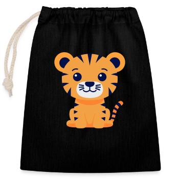 Tiger - Verschließbarer Geschenkbeutel aus Baumwolle (25x30cm) - Schwarz - Vorne