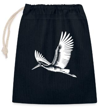 Fliegender Storch auf breiten Schwingen - Verschließbarer Geschenkbeutel aus Baumwolle (25x30cm) - Navy - Vorne