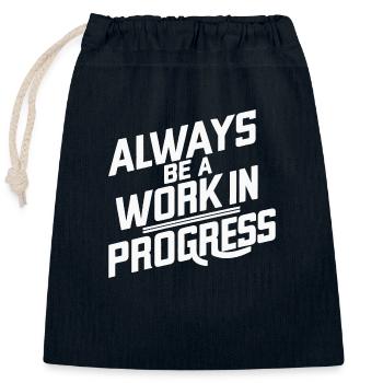 Travaux en cours - Sac cadeau en coton avec cordon (25 x 30 cm) - bleu marine - Devant