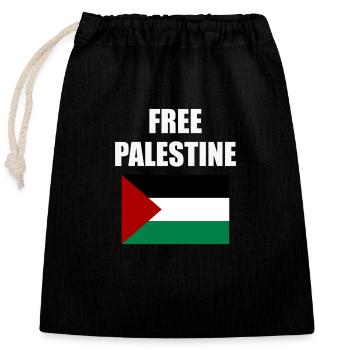 Free Palestine - Closable cotton gift bag (25x30cm) - black - Front