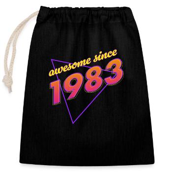 Rétro - Awesome since 1983 - Sac cadeau en coton avec cordon (25 x 30 cm) - noir - Devant