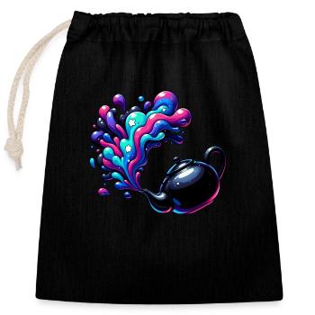 Magical Cosmic Teapot - Closable cotton gift bag (25x30cm) - black - Front