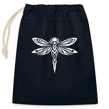 Élégant tatouage de libellule en filigrane - Sac cadeau en coton avec cordon (25 x 30 cm) - bleu marine - Devant