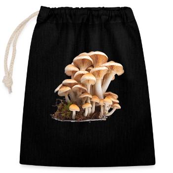 Mushrooms are ecologically important - Closable cotton gift bag (25x30cm) - black - Front
