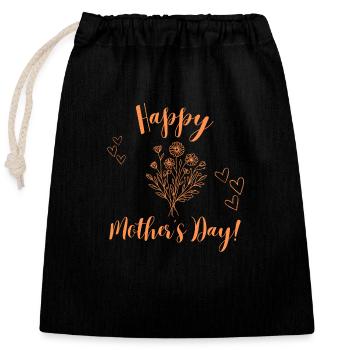 Happy Mothers Day - Verschließbarer Geschenkbeutel aus Baumwolle (25x30cm) - Schwarz - Vorne