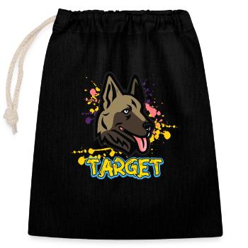 Dog - focus - Closable cotton gift bag (25x30cm) - black - Front