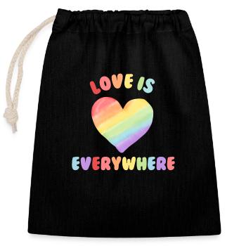 Love is everywhere - Verschließbarer Geschenkbeutel aus Baumwolle (25x30cm) - Schwarz - Vorne