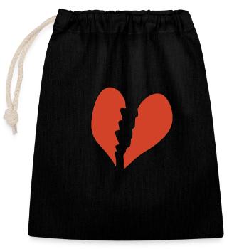 broken heart icon - Closable cotton gift bag (25x30cm) - black - Front
