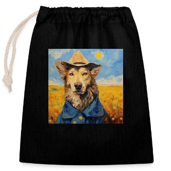 van Dogh - Sac cadeau en coton avec cordon (25 x 30 cm) - noir - Devant