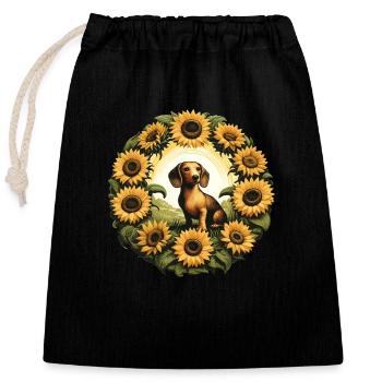 Teckel Race de chien - Sac cadeau en coton avec cordon (25 x 30 cm) - noir - Devant