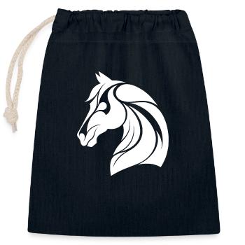 Eleganter Pferdekopf - Verschließbarer Geschenkbeutel aus Baumwolle (25x30cm) - Navy - Vorne