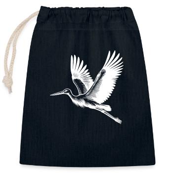 Joli oiseau de cigogne volante - Sac cadeau en coton avec cordon (25 x 30 cm) - bleu marine - Devant