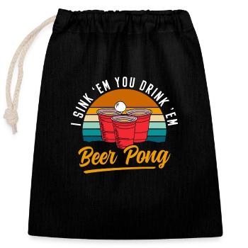 Beer Pong Saufen Trinkspiel Säufer - Verschließbarer Geschenkbeutel aus Baumwolle (25x30cm) - Schwarz - Vorne