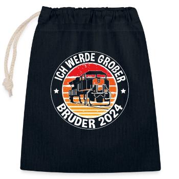 Großer Bruder 2024 - Verschließbarer Geschenkbeutel aus Baumwolle (25x30cm) - Navy - Vorne