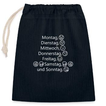 Montag, Dienstag, Mittwoch, Donnerstag, Freitag, - Closable cotton gift bag (25x30cm) - navy - Front