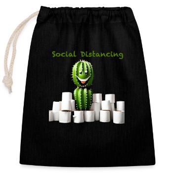 Social Distancing - Verschließbarer Geschenkbeutel aus Baumwolle (25x30cm) - Schwarz - Vorne