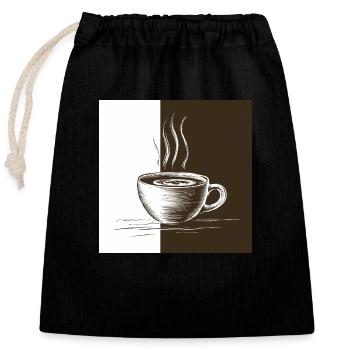Kaffeezeit - Verschließbarer Geschenkbeutel aus Baumwolle (25x30cm) - Schwarz - Vorne