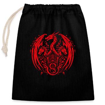 Fantasy-Drache, Anime-Drachenkopf, mythische Reptilienmagie - Verschließbarer Geschenkbeutel aus Baumwolle (25x30cm) - Schwarz - Vorne
