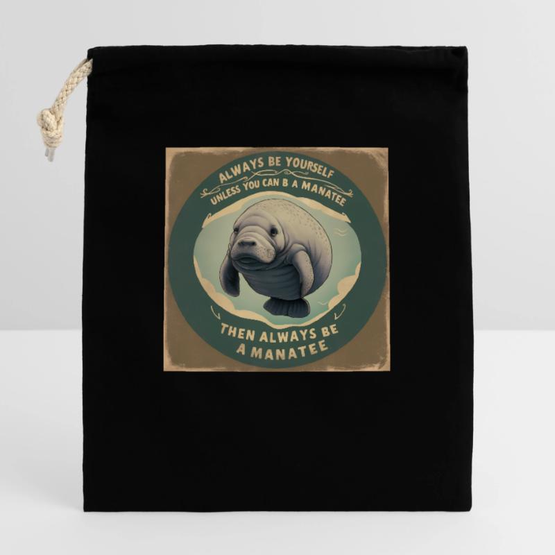 Sei Du selbst oder sei ein Manatee Lebensweisheit Verschließbarer Geschenkbeutel aus Baumwolle (25x30cm)