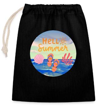 Hello Summer - Closable cotton gift bag (25x30cm) - black - Front