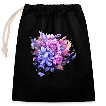 Blumen Hippie Soul Groovy Sommer Zeit Frieden Liebe - Verschließbarer Geschenkbeutel aus Baumwolle (25x30cm) - Schwarz - Vorne