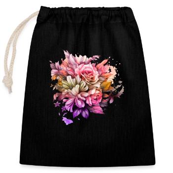 Blumen Hippie Soul Groovy Sommer Zeit Frieden Liebe - Verschließbarer Geschenkbeutel aus Baumwolle (25x30cm) - Schwarz - Vorne