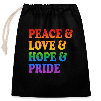 Peace Love Hope Pride Rainbow Colours - Closable cotton gift bag (25x30cm) - black - Front
