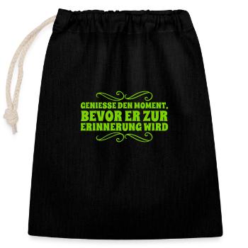 Enjoy every moment - Closable cotton gift bag (25x30cm) - black - Front
