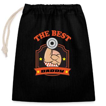 THE BEST DADDY - Closable cotton gift bag (25x30cm) - black - Front