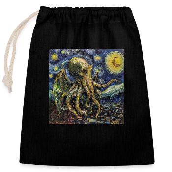 Van Gogh - Sac cadeau en coton avec cordon (25 x 30 cm) - noir - Devant