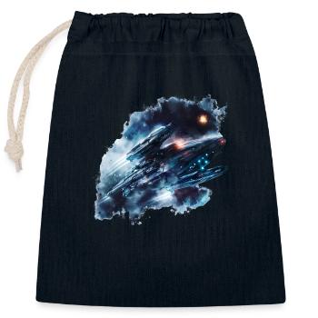 Missions diplomatiques dans l’espace - Sac cadeau en coton avec cordon (25 x 30 cm) - bleu marine - Devant