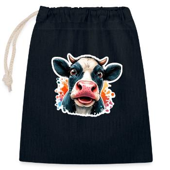 Cow amazed - Closable cotton gift bag (25x30cm) - navy - Front