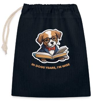 Hunde-Weisheit - Verschließbarer Geschenkbeutel aus Baumwolle (25x30cm) - Navy - Vorne