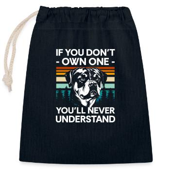 Chien de combat Chien d’assistance maître - Sac cadeau en coton avec cordon (25 x 30 cm) - bleu marine - Devant