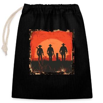 cowboy - Closable cotton gift bag (25x30cm) - black - Front