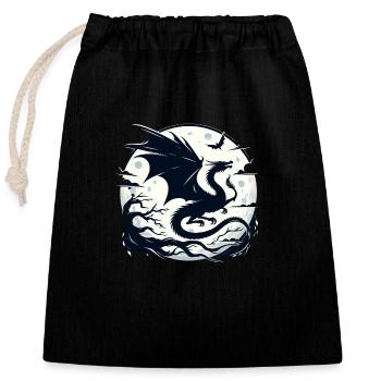 Dragon mystique clair de lune - Sac cadeau en coton avec cordon (25 x 30 cm) - noir - Devant
