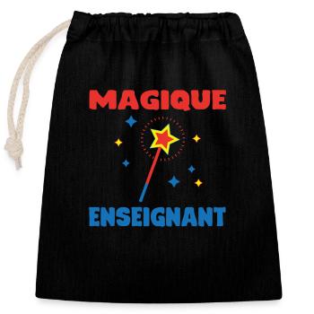 MAGIQUE ENSEIGNANT - Sac cadeau en coton avec cordon (25 x 30 cm) - noir - Devant