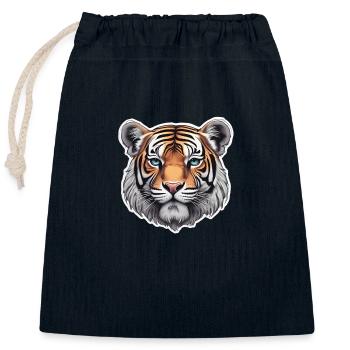 TIGER HEAD - Closable cotton gift bag (25x30cm) - navy - Front