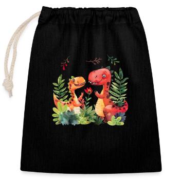 Why are dinosaurs so popular with children? - Closable cotton gift bag (25x30cm) - black - Front