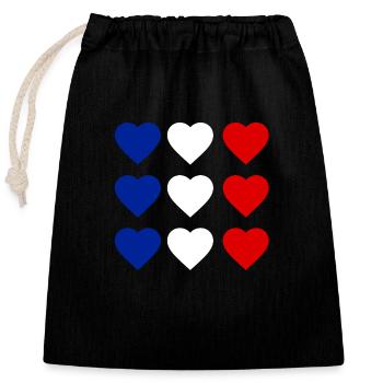 Coeur France - Sac cadeau en coton avec cordon (25 x 30 cm) - noir - Devant