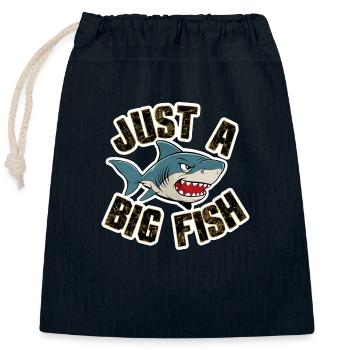 requin - humour - juste un gros poisson - Sac cadeau en coton avec cordon (25 x 30 cm) - bleu marine - Devant