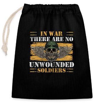 Combattant militaire Liberté Paix mondiale - Sac cadeau en coton avec cordon (25 x 30 cm) - noir - Devant