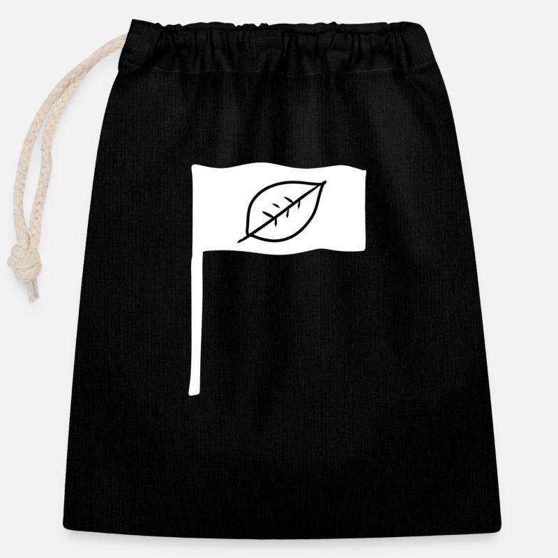 Symbole Drapeau Bar Feuille Nature - Sac cadeau en coton avec cordon (25 x 30 cm) - noir